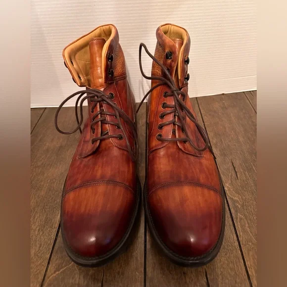 Magnanni Tan-Brown Leather Lace-Up Ankle Boots Magnanni Leather Lace-Up Boots In Brown - 24% Off | Editorialist main image 4
